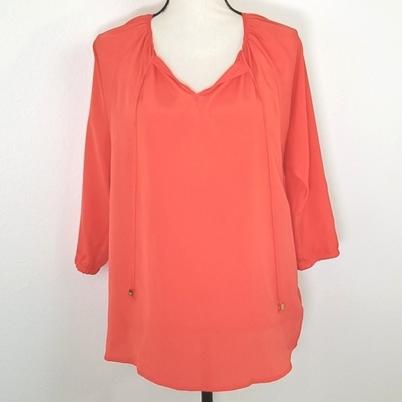 MICHAEL KORS Coral Lightweight 3/4 Sleeves Top, S - Picture 1 of 5